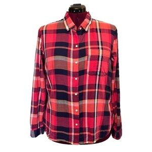 Old Navy Lightweight Cotton Spring/Summer Plaid Long Sleeve Button Up